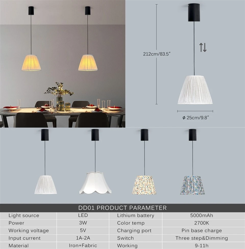 Nordic Modern 2700K Rechargeable Chandelier Pendant Lamp With Adjustable Height suppliers